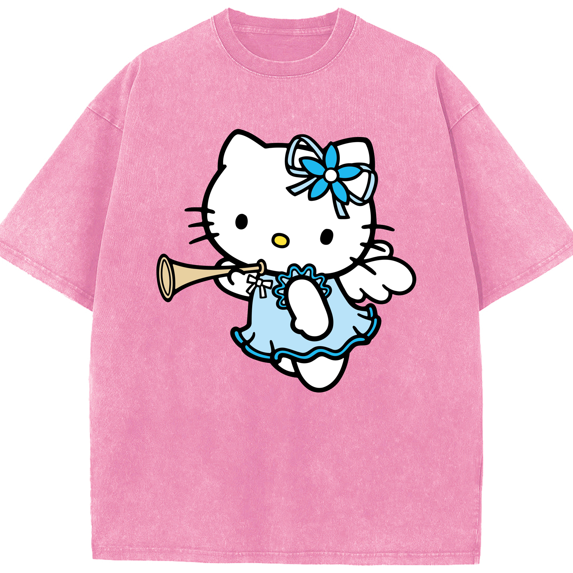 （画像用） Hello Kitty ハローキティ 綿100% ヴィンテージ風 半袖Tシャツ（フロントプリント）